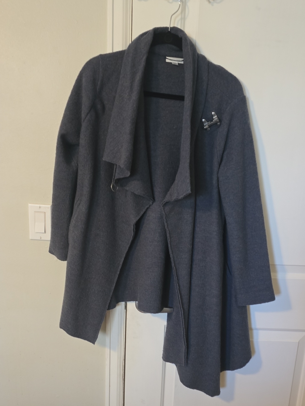 Garnet Hill Charcoal Draped Open-Front Trench Coat